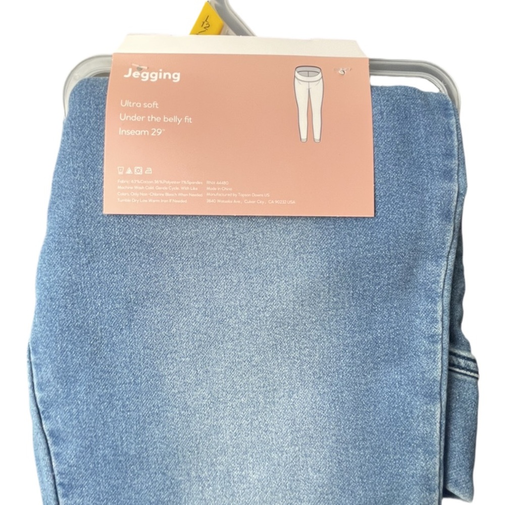 NWT Destination Maternity Ultra Soft Maternity Jeggings Under Belly Blue Size L - Picture 2 of 2